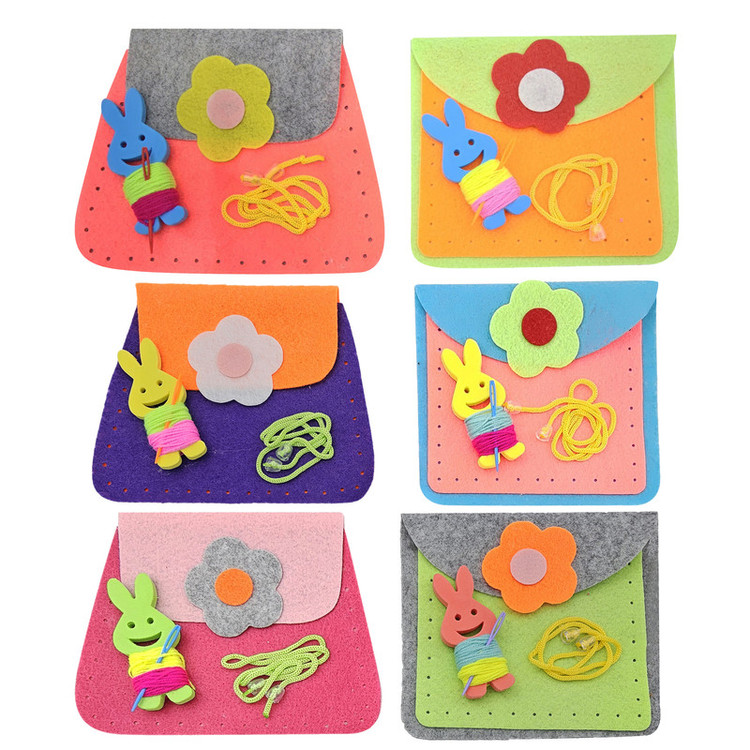 کیف دوزک پانچشده با سوزن پلاستیکی – بسته ۶ عددی